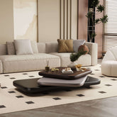 Rotating coffee table with modern minimalist design, perfect for creative living spaces